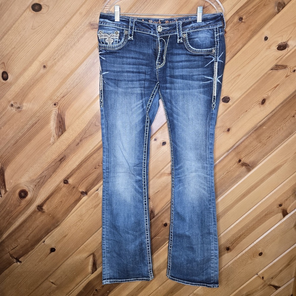 Rock Revival Low Rise Women's 29x33‎ Boot Cut Jeans Saratov Embellished